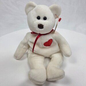 TY Beanie Baby - VALENTINO the White Bear (8.5 inch) - NWT Date Errors 93/94